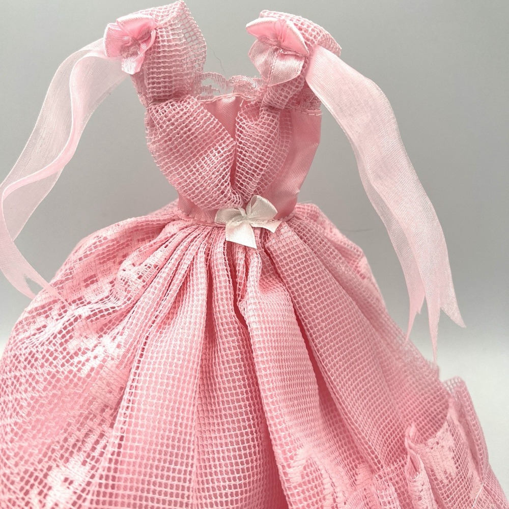 OOAK Barbie Dress Gown Custom Pink‎ Netting Ribbons